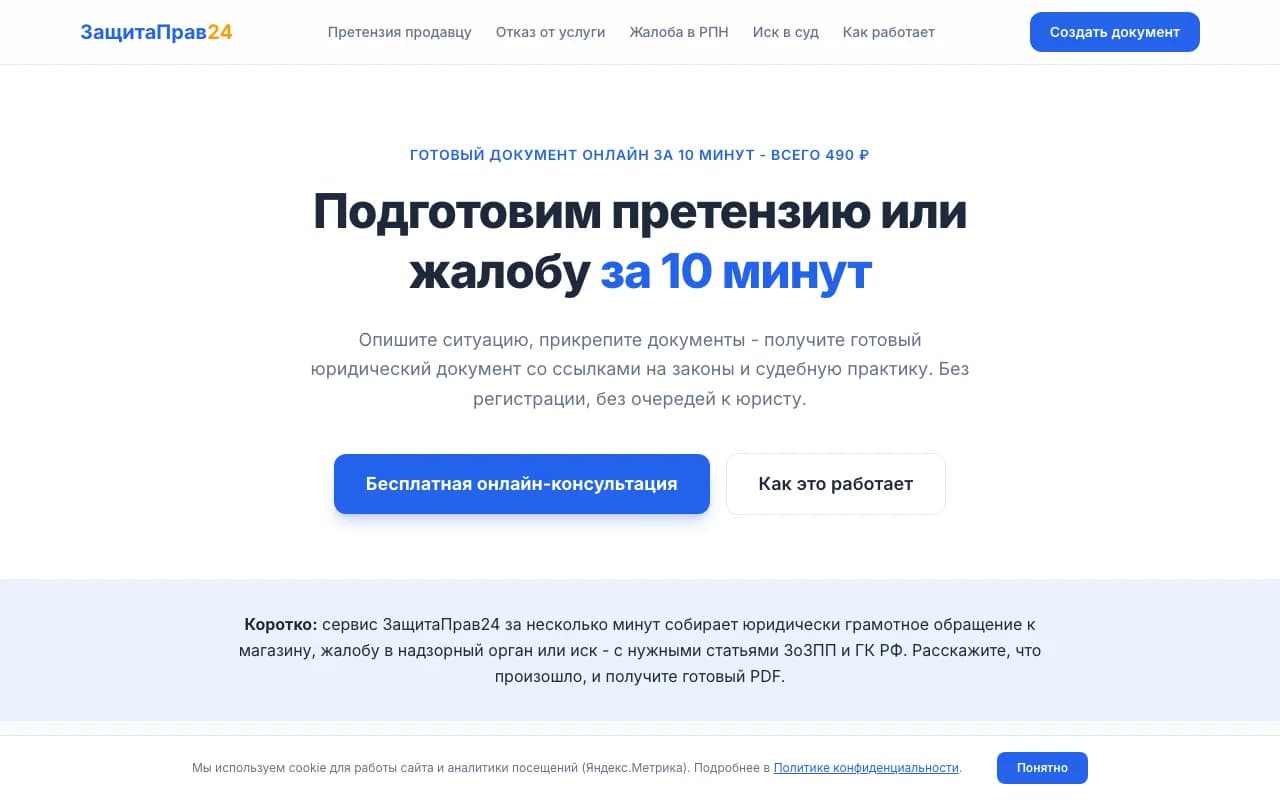 zaschitaprav24 - AI-юрист по защите прав